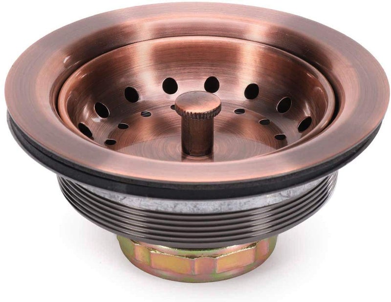 KONE 3-1/2 Inch Kitchen Sink Drain AC Assembly with Strainer Basket/Stopper, All Stainless Steel Antique Copper Durable and Rustproof - Image 1